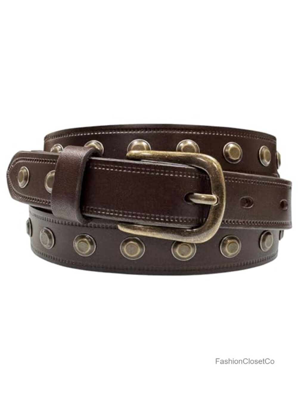Women's Full-Grain Buffalo Leather Dress Belt 1" Wide Hand-Polished Zinc Buckle